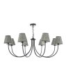 Dar Lighting Dar Becca - 8 Light Pendant (Matt Black With Shade)