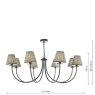 Dar Lighting Dar Becca - 8 Light Pendant (Matt Black With Shade)