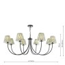 Dar Lighting Dar Becca - 8 Light Pendant (Matt Black With Shade)