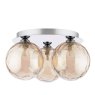 Dar Lighting Dar Foley - 3 Light Ceiling Light (Polished Chrome With Amber Dimpled Glass)