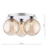 Dar Lighting Dar Foley - 3 Light Ceiling Light (Polished Chrome With Amber Dimpled Glass)