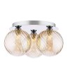 Dar Lighting Dar Foley - 3 Light Ceiling Light (Polished Chrome With Twisted Amber Glass)