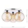 Dar Lighting Dar Foley - 3 Light Ceiling Light (Polished Chrome With Twisted Amber Glass)