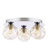 Dar Lighting Dar Foley - 3 Light Ceiling Light (Polished Chrome With Closed Organic Amber Glass)