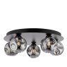 Dar Lighting Dar Foley - 5 Light Ceiling Light (Matt Black With Closed Organic Smoked Glass)