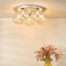 Dar Lighting Dar Foley - 5 Light Ceiling Light (Polished Chrome With Twisted Amber Glass)
