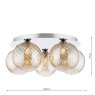 Dar Lighting Dar Foley - 5 Light Ceiling Light (Polished Chrome With Twisted Amber Glass)