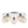 Dar Lighting Dar Foley - 5 Light Ceiling Light (Polished Chrome With Closed Organic Amber Glass)
