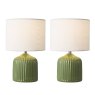 Dar Lighting Dar Gigi - Green Table Lamp With Shade (Twin Pack)