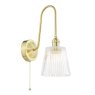 Dar Lighting Dar Hadano - Wall Light (Natural Brass and Ribbed Glass)