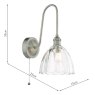 Dar Lighting Dar Hadano - Wall Light (Antique Chrome and Glass)