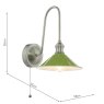 Dar Lighting Dar Hadano - Wall Light (Antique Chrome and Matt Green)