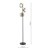 Dar Lighting Dar Kadience - 3 Light Floor Lamp (Satin Black and Smoked Glass)
