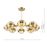Dar Lighting Dar - Ophira 8 Light Pendant (Antique Gold and Amber Ribbed Glass)
