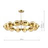 Dar Lighting Dar - Ophira 12 Light Pendant (Antique Gold and Amber Ribbed Glass)