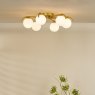 Dar Lighting Dar - Orlena 6 Light Flush Satin Gold and Opal Glass