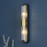 Dar Lighting Dar Rhian - 2 Light Wall Light (Matt Black and Ribbed Glass)