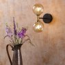 Dar Lighting Dar - Takara 2 Light Wall Light (Black and Bronze With Twisted Amber Glass)