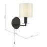 Dar Lighting Dar - Tyler Wall Light Matt Black With Shade