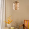 Dar Lighting Dar - Varius Pendant Natural Brass and Amber Glass