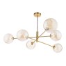 Dar Lighting Dar - Vignette 6 Light Pendant Brass With Twisted Amber Glass