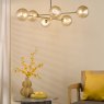 Dar Lighting Dar - Vignette 6 Light Pendant Brass With Twisted Amber Glass