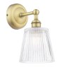 Dar Lighting Laura Ashley - Callaghan Wall Light (Matt Antique Brass and Ribbed Glass)
