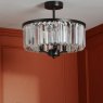 Dar Lighting Laura Ashley - Elkwood 3 Light Semi Flush Crystal Candelabra (Black)
