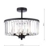 Dar Lighting Laura Ashley - Elkwood 3 Light Semi Flush Crystal Candelabra (Black)