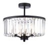 Dar Lighting Laura Ashley - Elkwood 3 Light Semi Flush Crystal Candelabra (Black)