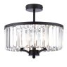Dar Lighting Laura Ashley - Elkwood 3 Light Semi Flush Crystal Candelabra (Black)