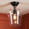 Dar Lighting Laura Ashley - Ockley Semi-Flush Ceiling Light (Black and Glass)