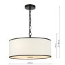 Dar Lighting Dar Jemima - 3 Light Pendant White and Matt Black With Shade