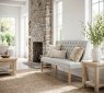 Global Home Group Button Back Bench - White Wash (Beige)