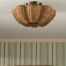 Joules Lighting Joules - Braywick 2 Light Flush Satin Bronze and Rattan Shade