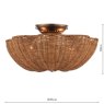 Joules Lighting Joules - Braywick 2 Light Flush Satin Bronze and Rattan Shade