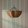 Joules Lighting Joules - Braywick 3 Light Pendant Satin Bronze and Rattan shade