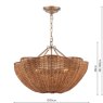 Joules Lighting Joules - Braywick 3 Light Pendant Satin Bronze and Rattan shade