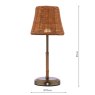 Joules Lighting Joules - Elcot Rechargeable Table Lamp Satin Bronze With Rattan Shade LED