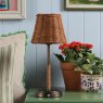 Joules Lighting Joules - Elcot Rechargeable Table Lamp Satin Bronze With Rattan Shade LED