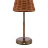Joules Lighting Joules - Elcot Rechargeable Table Lamp Satin Bronze With Rattan Shade LED