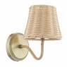 Joules Lighting Joules - Elcot Rechargeable Wall Light Antique Brass With Rattan Shade LED
