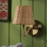 Joules Lighting Joules - Elcot Rechargeable Wall Light Antique Brass With Rattan Shade LED