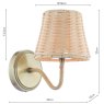Joules Lighting Joules - Elcot Rechargeable Wall Light Antique Brass With Rattan Shade LED