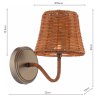 Joules Lighting Joules - Elcot Rechargeable Wall Light Satin Bronze With Rattan Shade LED