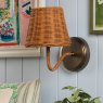 Joules Lighting Joules - Elcot Rechargeable Wall Light Satin Bronze With Rattan Shade LED
