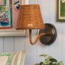 Joules Lighting Joules - Elcot Rechargeable Wall Light Satin Bronze With Rattan Shade LED