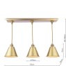 Joules Lighting Joules Wollaton - 3 Light Bar Pendant Matt Antique Brass and Matt White