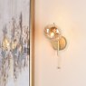 Dar Lighting Dar - Ede Wall Light Satin Gold and Amber Glass