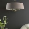 English Heritage Lighting English Heritage - Birch 4 Light Shadelier Antique Brass and Taupe With Shade